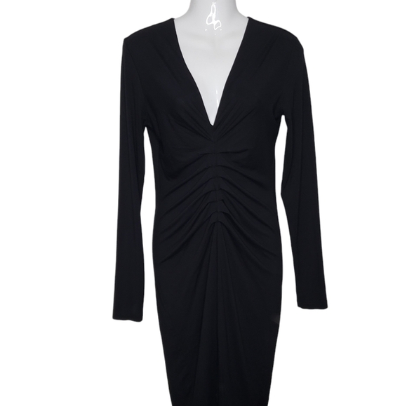 Birgitte Herskind Anna Dress Bodycon Black Long Sleeve V Neck Size Large - Picture 16 of 16